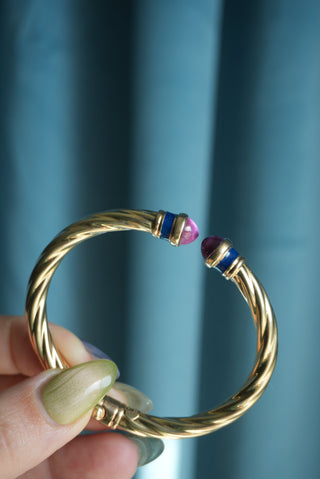 14K PINK SAPPHIRE BANGLE BRACELET