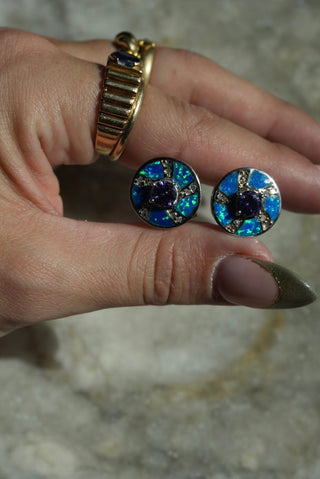 Merry Go Round - Sterling Opal Inlay Earrings