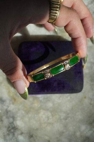 18k Jade & Diamond Bangle Bracelet