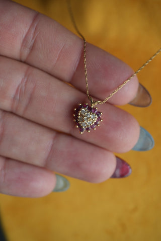 14K RUBY HEART NECKLACE
