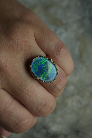 14K BLUE OPAL RING