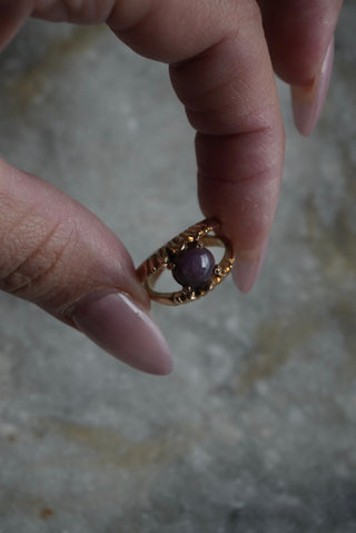 14k Brutalist Star Ruby Ring