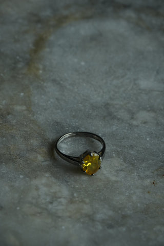 Honeycomb - Sterling Glass Ring Size 6.5