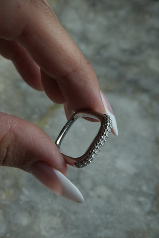 Girl’s Girl - Sterling Square Pave Band Size 7