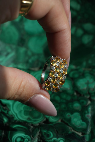 Honeycomb - Sterling Citrine Ring Size 10.5