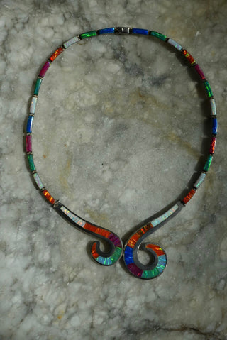 Rainbow Road - Rare Opal Inlay collar Necklace
