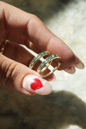 EMERALD & DIAMOND HOOPS