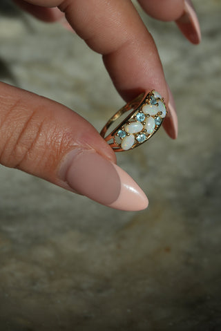 14K OPAL CLUSTER RING