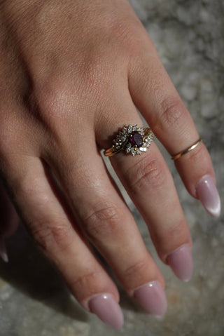 14k Diamond & Garnet Ring