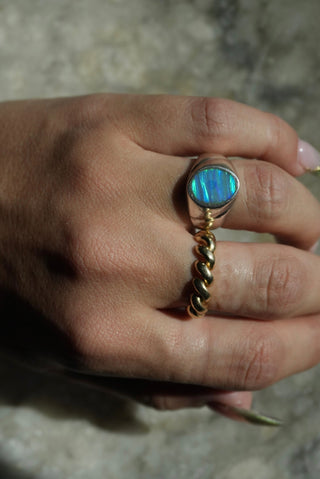 Ripple Effect - Sterling Opal Signet Ring Size 7