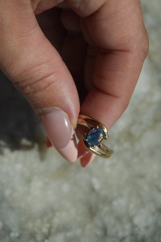 14K BLUE OPAL RING