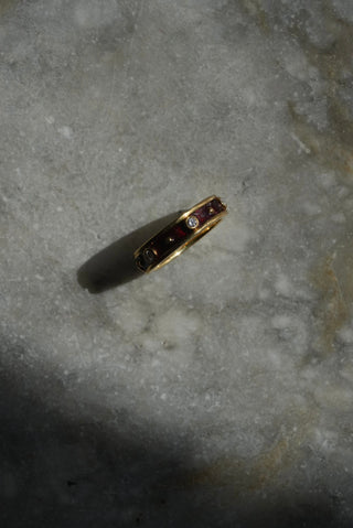 18k Red Vintage Enamel Band with Diamonds