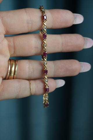 10K RUBY & DIAMOND TENNIS BRACELET