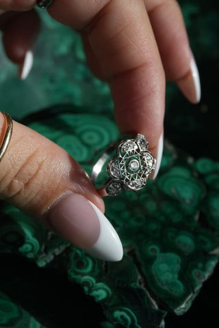 14k White Gold Antique Diamond Ring