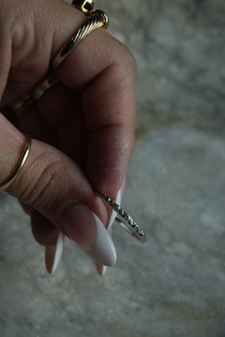 Abstract Art - Sterling Stacking Intricate Band Size