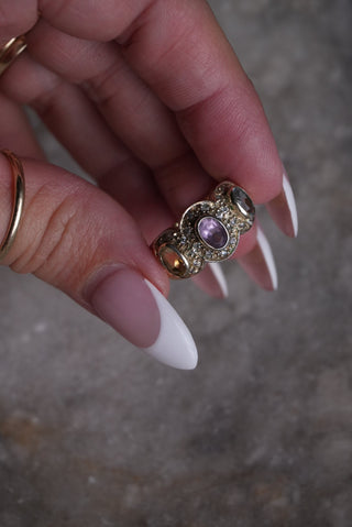 Pastel Dream - Vermeil Gemstone Trilogy Ring Size 7