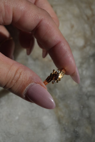 14k Garnet & Diamond Ring