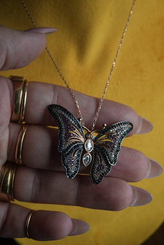Bedazzled - Vermeil Pave Butterfly Necklace