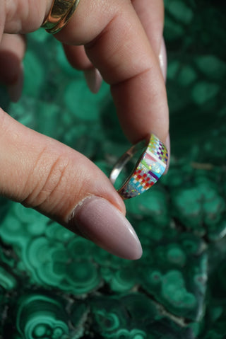 Nat Geo - Sterling Gemstone Inlay Band Size 8
