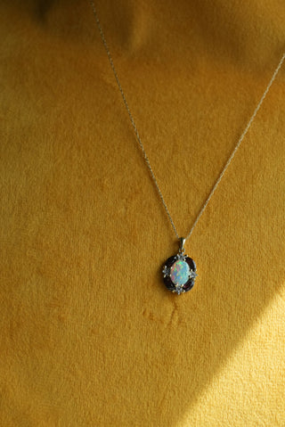 14K GARNET & OPAL NECKLACE