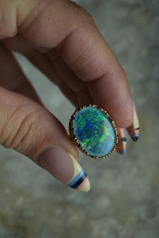 14K BLUE OPAL RING