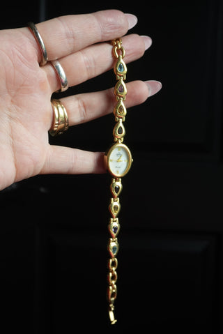 She’s Timeless - Goldtone Vintage Gemstone Watch