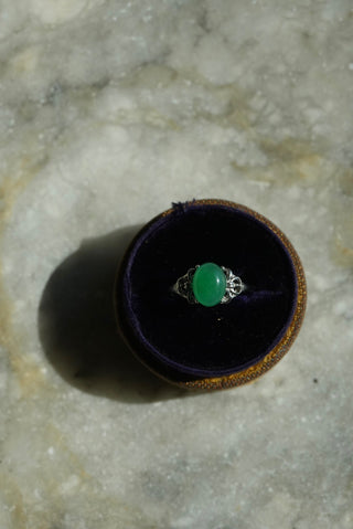 Jade Verde - Sterling Cabochon Ring Size 8