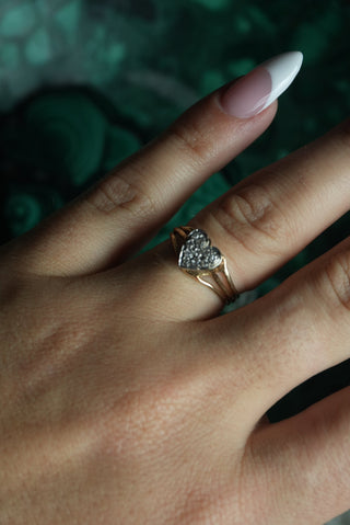 14K PAVE HEART RING