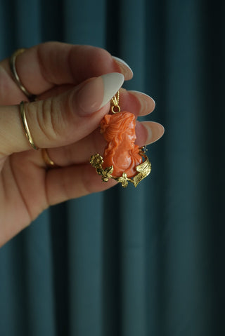 14K ANGEL SKIN CORAL PENDANT