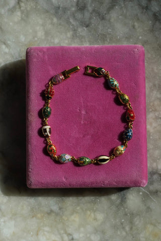 One Basket - Goldtone Enamel Egg Bracelet