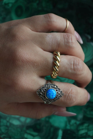 Opal of My Eye - Sterling Decorative Opal Ring Size 8