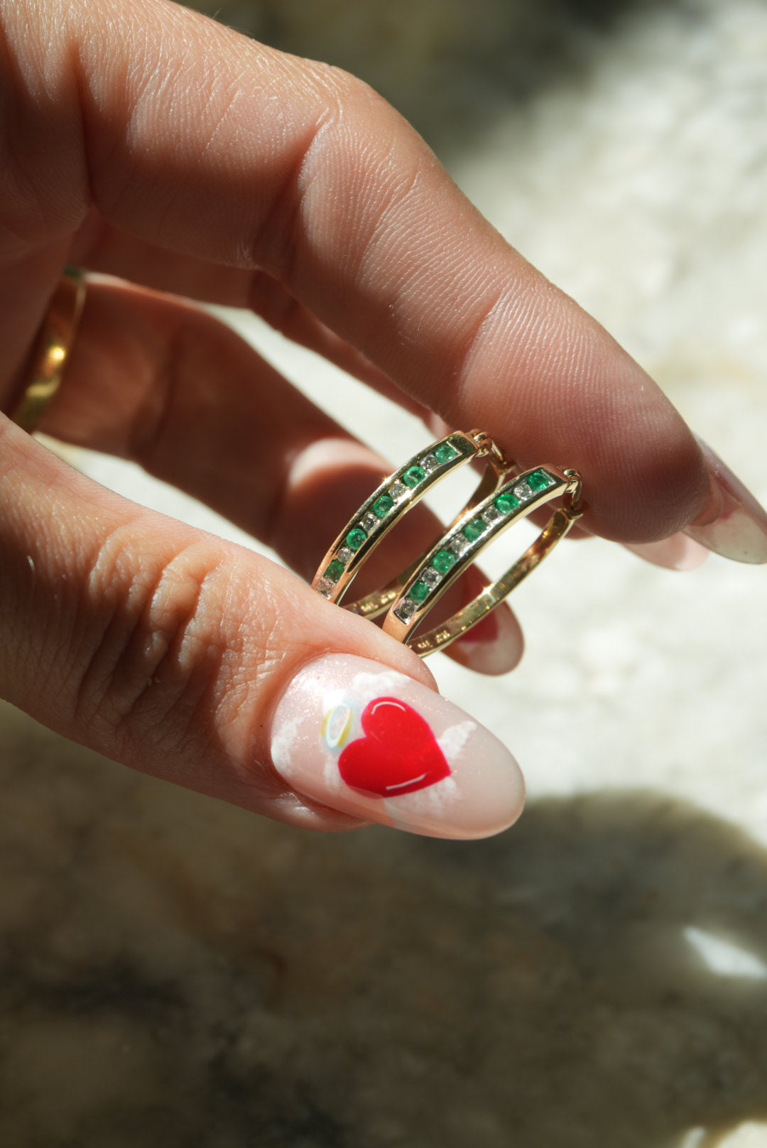 EMERALD & DIAMOND HOOPS