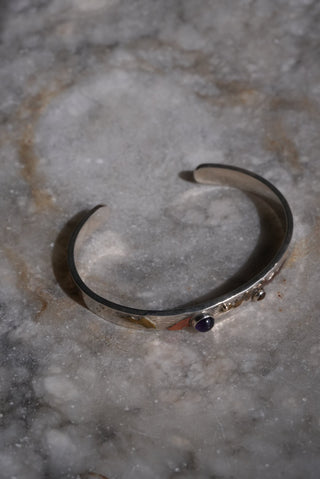 Violet Cabochon - Sterling Artisanal Bangle Bracelet