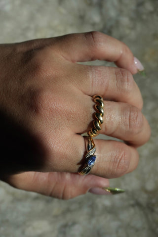 Tanzanite Twist - Dual Tone Gemstone Ring Size 9.5