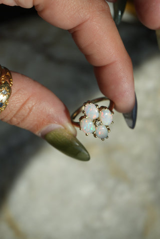 14k OPAL CLOVER RING