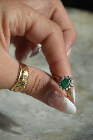 14K EMERALD & DIAMOND RING