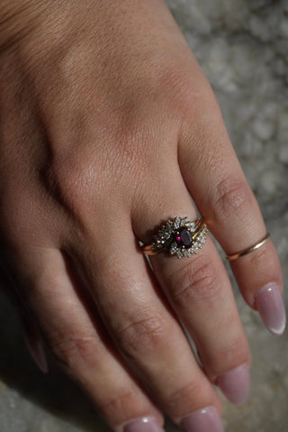 14k Diamond & Garnet Ring