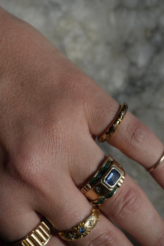 18k Vintage Enamel & Diamond Band