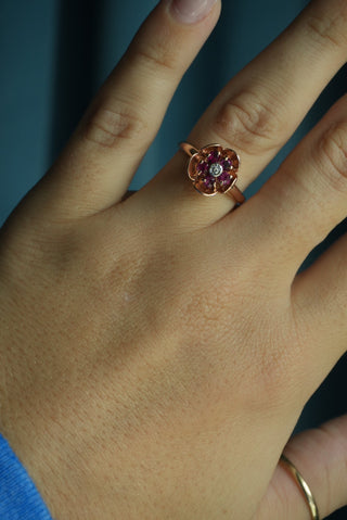 14K ROSE GOLD FLOWER RING