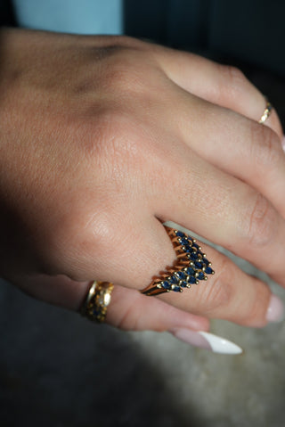 14K SAPPHIRE CHEVRON RING