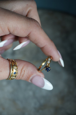 SAPPHIRE & DIAMOND RING 14K