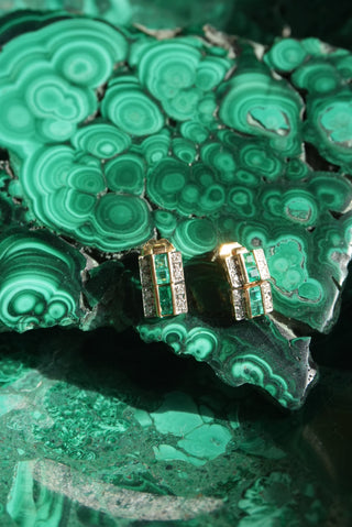 14k Emerald Row Earrings