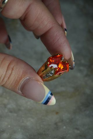 JUICYFRUIT - VERMEIL ORANGE STONE RING SZ 7