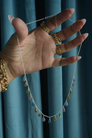 Summer Rain - Sterling Briolette Gemstone Necklace