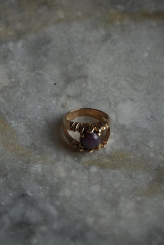 14k Brutalist Star Ruby Ring