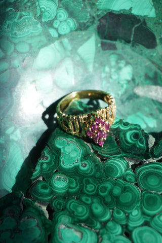 14K RUBY CLUSTER RING