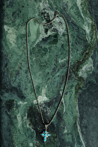 New Light - Sterling Turquoise Cabochon Cross Necklace