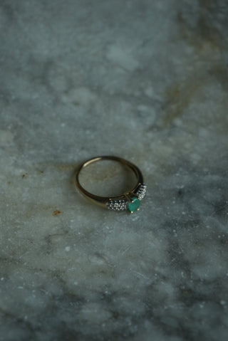 14K EMERALD & DIAMOND RING