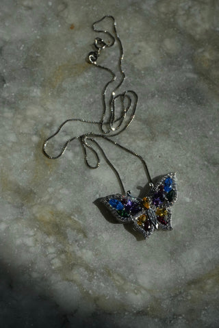 Flutter By - Sterling Gemstone Butterfly Necklace