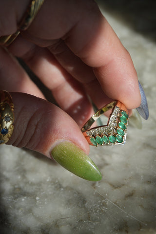 14K EMERALD MARQUIS RING